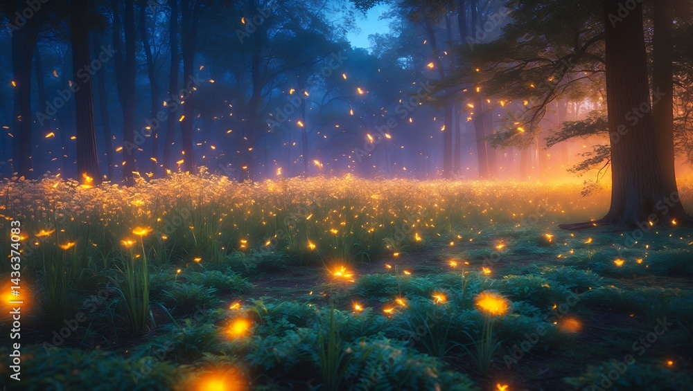 Glowing Flowers in Forest Glowing Flowers in Forest
