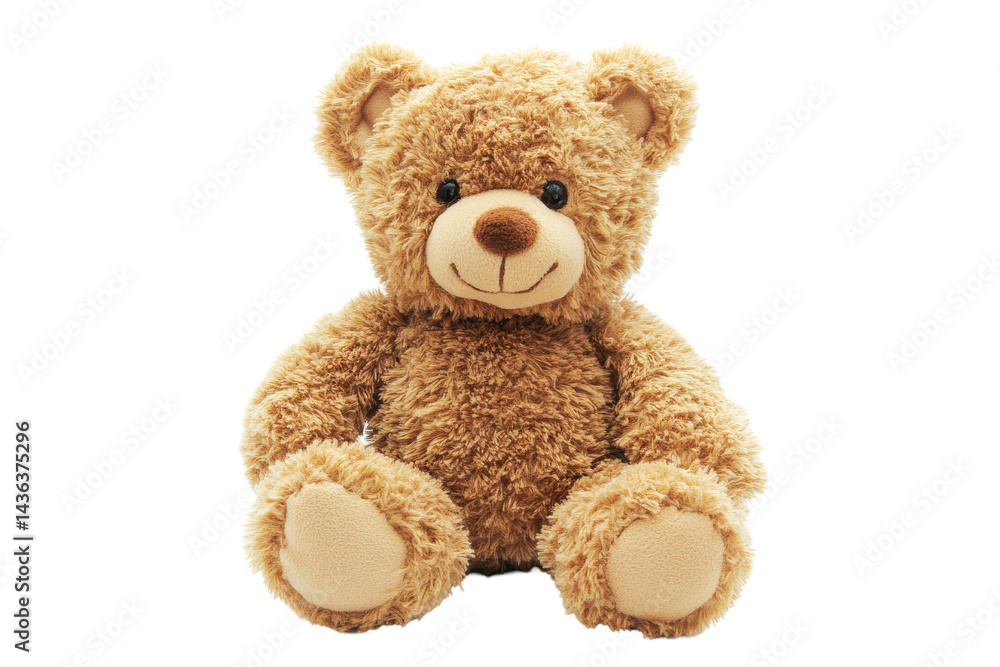 Obraz premium Cute and cuddly toy teddy bear isolated on white background ideal for holiday decorations