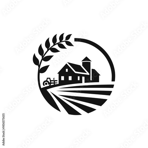 farm vector silhouette clip art logo design