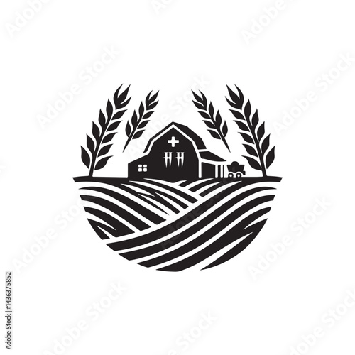 farm vector silhouette clip art logo design
