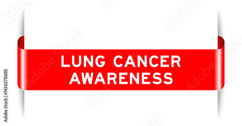 Red color inserted label banner with word lung cancer awareness on white background