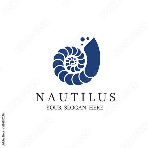 Wallpaper Mural label of nautilus shell isolated on white background Torontodigital.ca