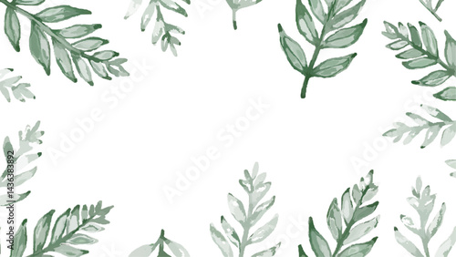 Hand-drawn green plants and layered leaves on white, with delicate pencil strokes and vintage botanical style, creating a minimal, elegant 4K wallpaper.