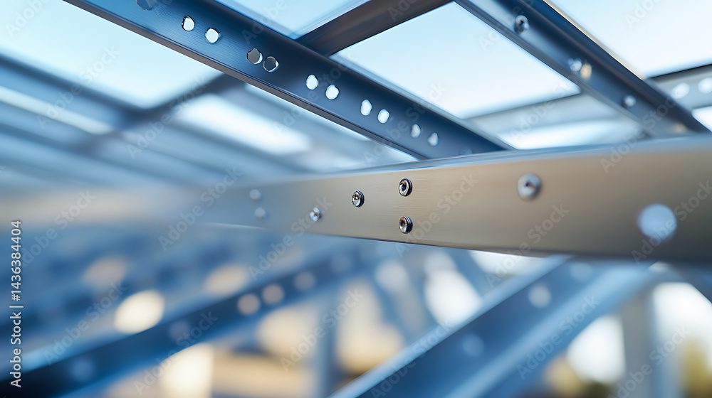 Fototapeta premium Close-Up of Steel Beams in a Construction Site