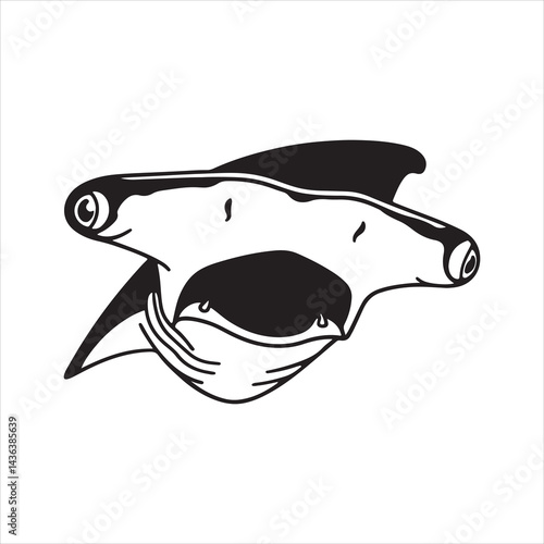 Majestic Hammerhead Shark Swimming in Ocean