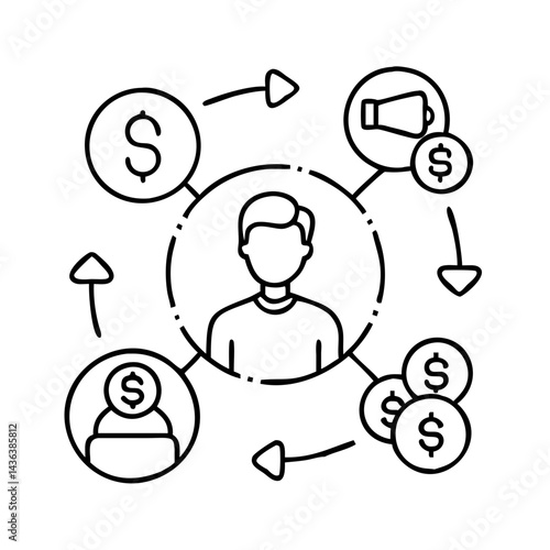 affiliate marketing icon, affiliate marketing line art - simple line art of affiliate marketing, perfect for affiliate marketing logos and icons