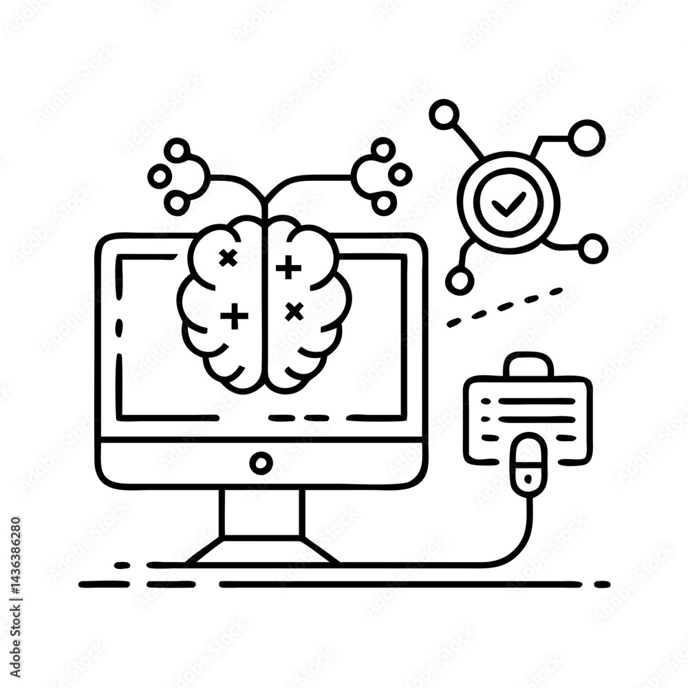 ai powered diagnosis icon, ai powered diagnosis line art - simple line art of ai powered diagnosis, perfect for ai powered diagnosis logos and icons ai powered diagnosis icon, ai powered diagnosis line art - simple line art of ai powered diagnosis, perfect for ai powered diagnosis logos and icons