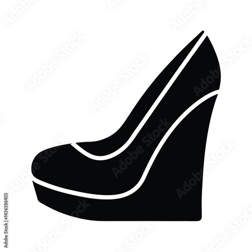 wedge heels with peep toe design icon vector illustration