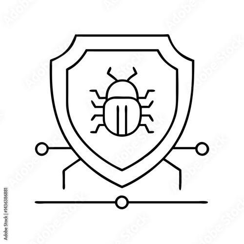antivirus icon, antivirus line art - simple line art of antivirus, perfect for antivirus logos and icons