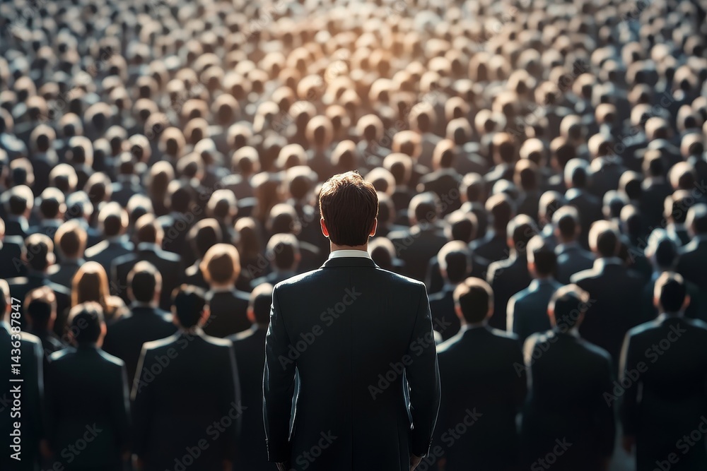 Fototapeta premium leader standing on the background of a large business team