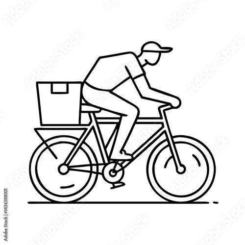 bicycle delivery icon, bicycle delivery line art - simple line art of bicycle delivery, perfect for bicycle delivery logos and icons