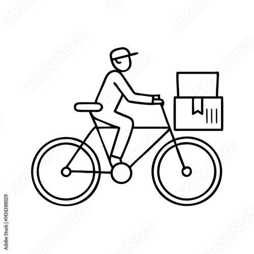 bicycle delivery icon, bicycle delivery line art - simple line art of bicycle delivery, perfect for bicycle delivery logos and icons