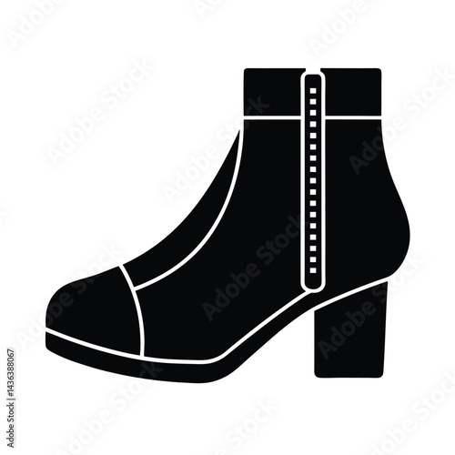 booties with block heel and zipper icon vector illustration
