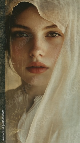 Soft-lit, pensive young woman