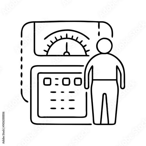 bmi calculator icon, bmi calculator line art - simple line art of bmi calculator, perfect for bmi calculator logos and icons