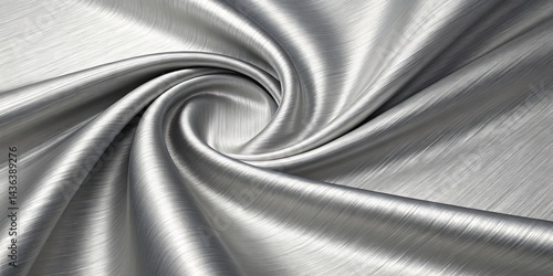 Silver Satin Swirl Abstract Texture, Fabric Drape, Close-up Photography, Metallic Sheen Silk, Textile