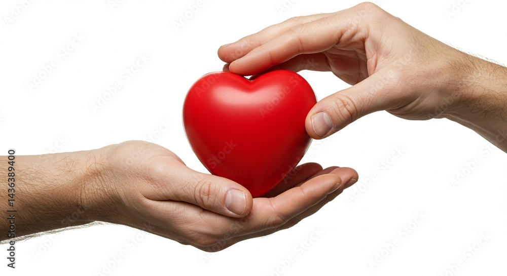 Close-up of hands holding a red heart symbol, soft natural light, white background, concept of gratitude and saving lives, minimalistic and emotional Close-up of hands holding a red heart symbol, soft natural light, white background, concept of gratitude and saving lives, minimalistic and emotional