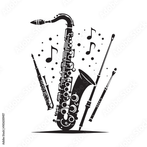 Graceful Woodwind: A Captivating Collection of Oboe Vector Silhouettes Highlighting the Sleek Shape, Rich Sound, and Timeless Beauty of This Classic Woodwind Instrument.