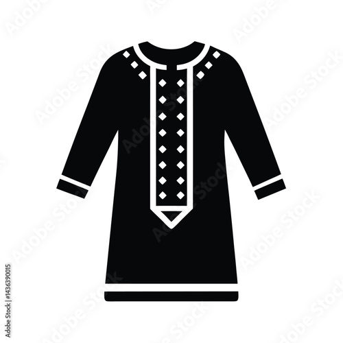 embroidered tunic with side slits icon vector illustration