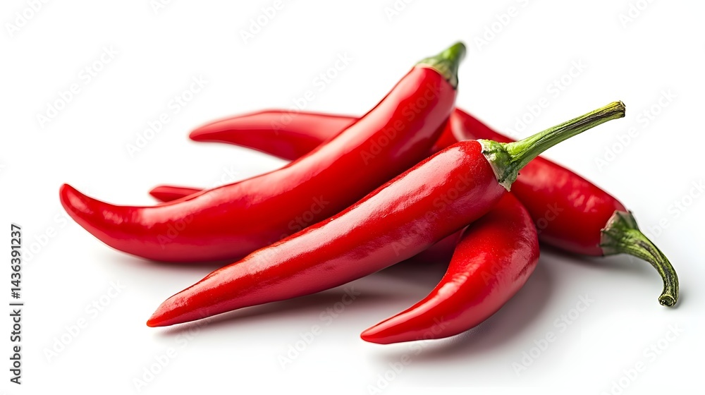 Bright Red Hot Chili Peppers Isolated on a Clean White Background Bright Red Hot Chili Peppers Isolated on a Clean White Background