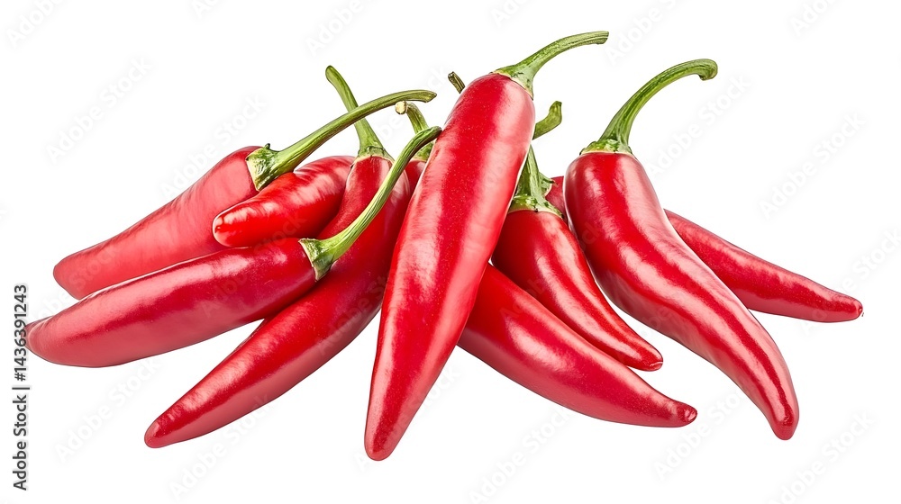 Fresh and Spicy Hot Chili Peppers Isolated on White Background Fresh and Spicy Hot Chili Peppers Isolated on White Background