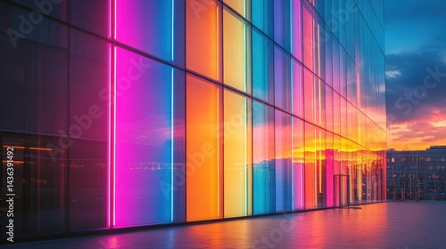 Vibrant Sunset Reflected in a Modern Glass Building