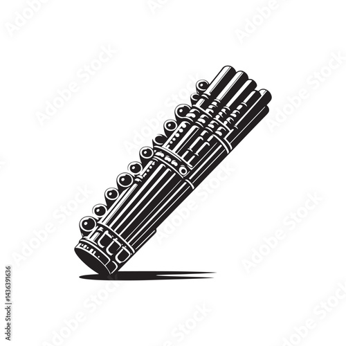 Andean Harmony: A Beautiful Collection of Pan Flute Vector Silhouettes Celebrating the Unique Shape, Melodic Sound, and Cultural Significance of This Timeless Wind Instrument.