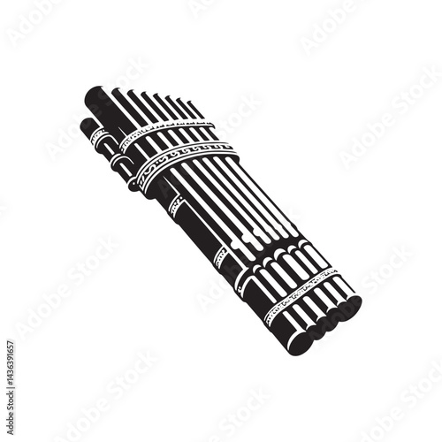 Andean Harmony: A Beautiful Collection of Pan Flute Vector Silhouettes Celebrating the Unique Shape, Melodic Sound, and Cultural Significance of This Timeless Wind Instrument.