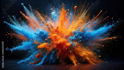 Dynamic Duo of Exploding Color A Vivid Symphony of Azure and Amber Hues
