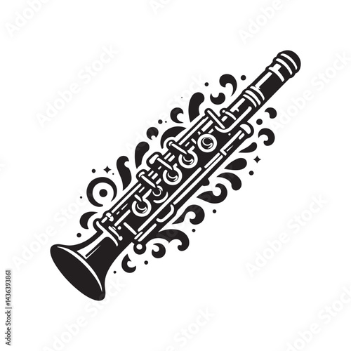 Bright and Lively: A Stunning Collection of Piccolo Vector Silhouettes Showcasing the Sleek Shape, High-Pitched Sound, and Expressive Beauty of This Iconic Woodwind Instrument.