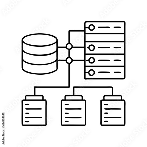 database schema icon, database schema line art - simple line art of database schema, perfect for database schema logos and icons