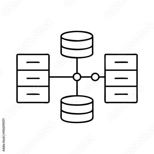 database schema icon, database schema line art - simple line art of database schema, perfect for database schema logos and icons