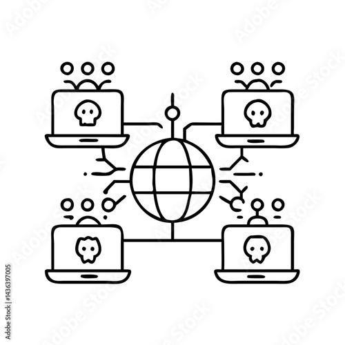 ddos attack icon, ddos attack line art - simple line art of ddos attack, perfect for ddos attack logos and icons