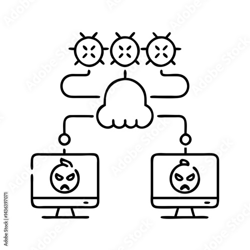 ddos attack icon, ddos attack line art - simple line art of ddos attack, perfect for ddos attack logos and icons
