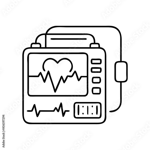 defibrillator icon, defibrillator line art - simple line art of defibrillator, perfect for defibrillator logos and icons