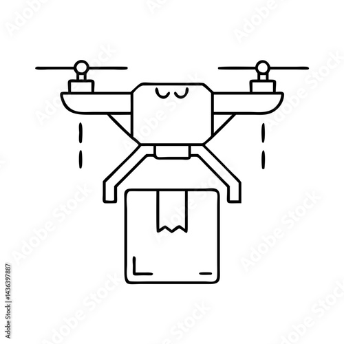 delivery drone icon, delivery drone line art - simple line art of delivery drone, perfect for delivery drone logos and icons
