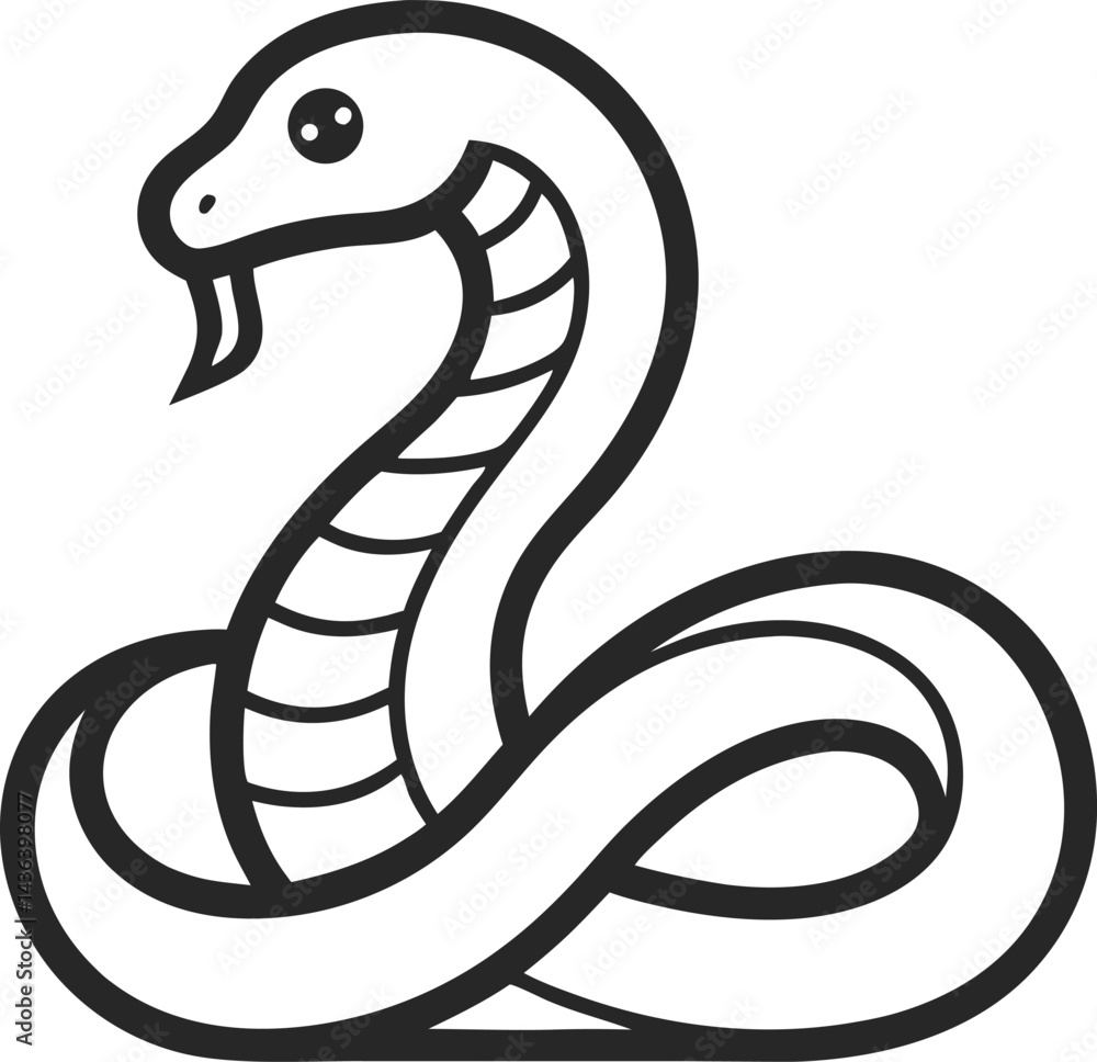 Fototapeta premium Anaconda icon line art vector on transparent background