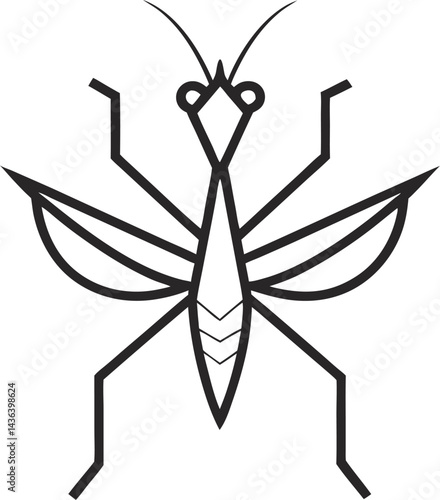 Praying Mantis icon line art vector on transparent background