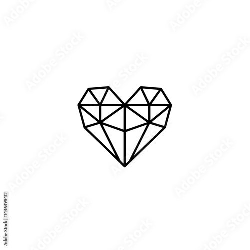 Geometric outline of a heart made of triangles in a modern and artistic illustration style