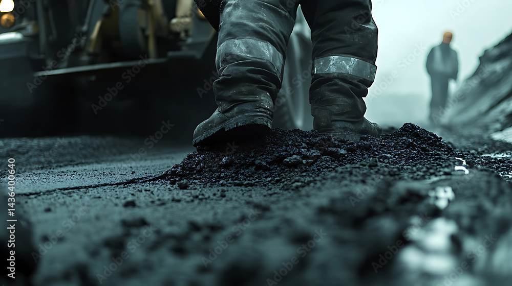 Construction Worker Laying Asphalt Construction Worker Laying Asphalt