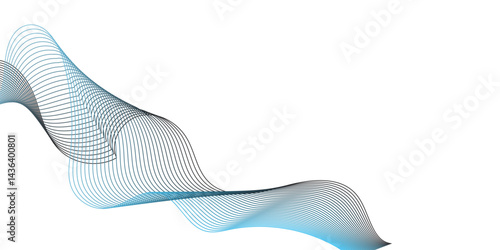 Abstract vector illustration with smooth black and gray curved lines creating wave patterns on a white background, with slight touches of light blue shading."
