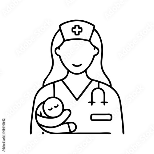 midwife icon, midwife line art - simple line art of midwife, perfect for midwife logos and icons