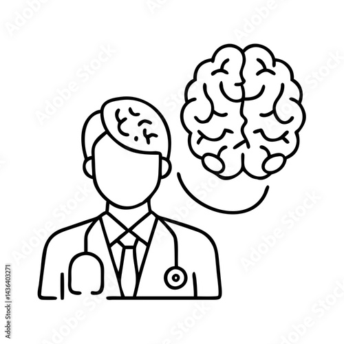 neurologist icon, neurologist line art - simple line art of neurologist, perfect for neurologist logos and icons
