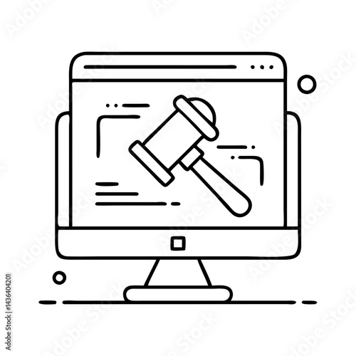 online auction icon, online auction line art - simple line art of online auction, perfect for online auction logos and icons