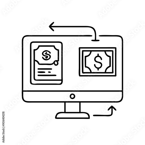 online payment icon, online payment line art - simple line art of online payment, perfect for online payment logos and icons