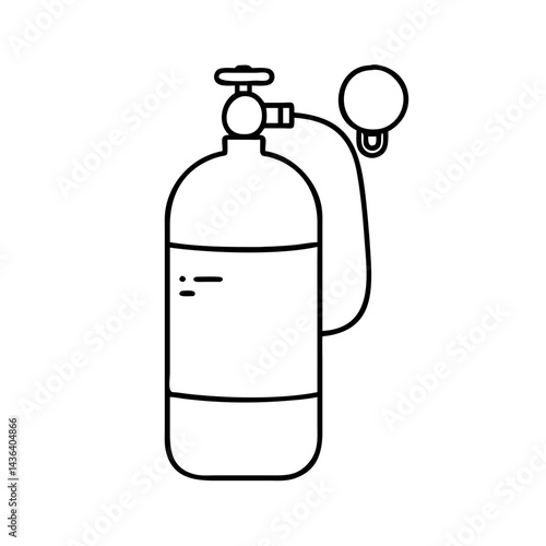 oxygen cylinder icon, oxygen cylinder line art - simple line art of oxygen cylinder, perfect for oxygen cylinder logos and icons