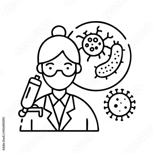 pathologist icon, pathologist line art - simple line art of pathologist, perfect for pathologist logos and icons