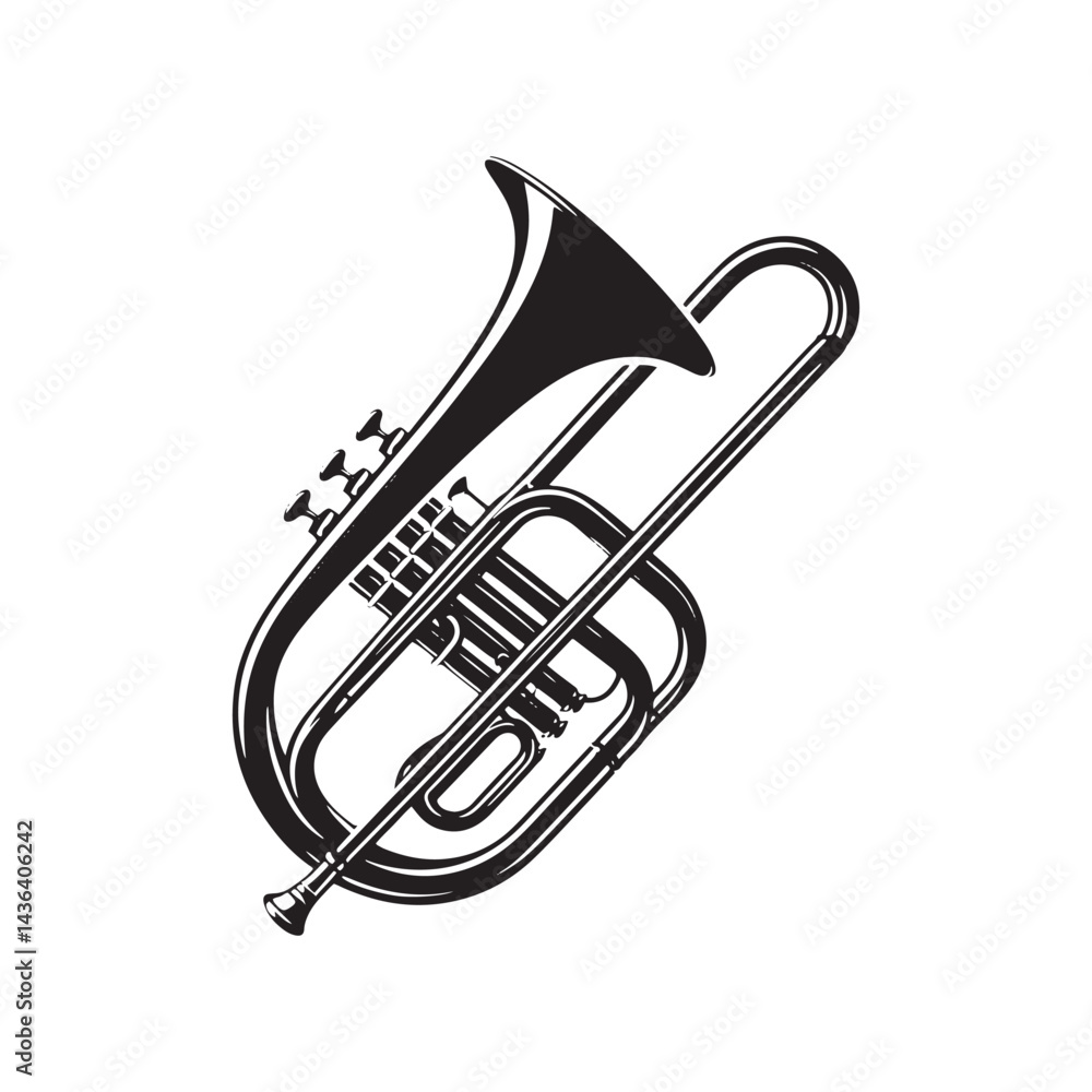 Obraz premium Brass Power: A Bold Collection of Trombone Vector Silhouettes Showcasing the Unique Shape, Rich Sound, and Musical Depth of This Iconic Brass Wind Instrument.