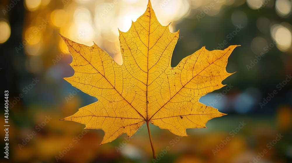 A golden autumn maple leaf with crisp edges A golden autumn maple leaf with crisp edges