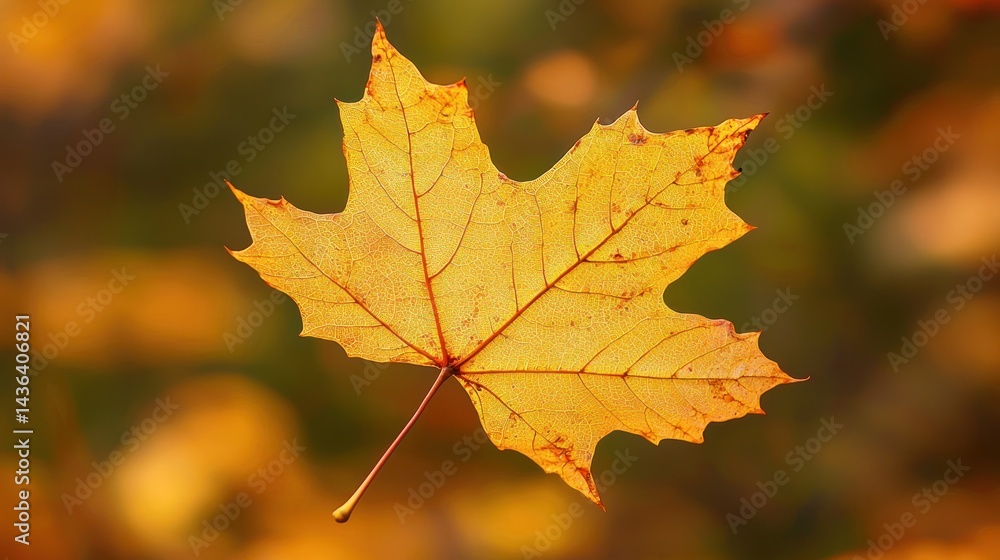 A golden autumn maple leaf with crisp edges A golden autumn maple leaf with crisp edges